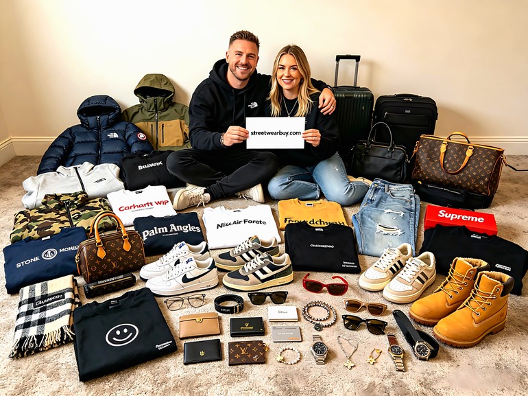 Pandabuy alternative haul featuring jeans, North Face, Nike and luxury items